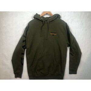 Avid Sportswear Hoodie Fish Till I'm Dead Olive Green Hooded Sweatshirt Men's L